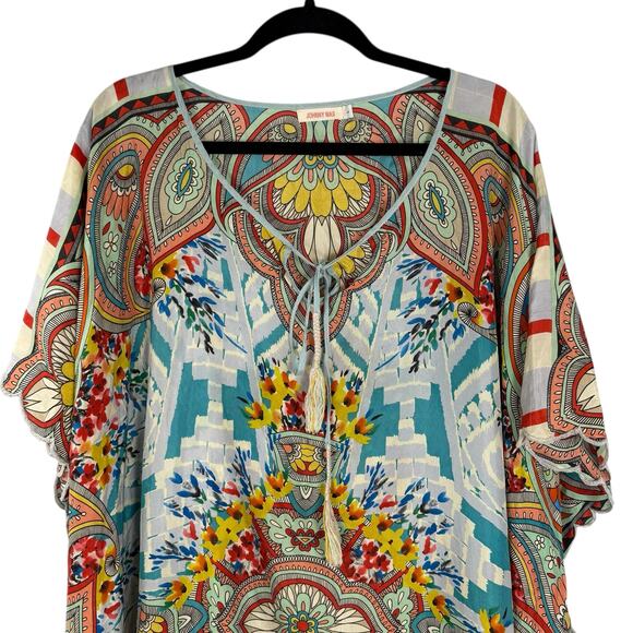 Johnny Was Dandridge Poncho Caftan Silk Dress Size Large. - Picture 3 of 7